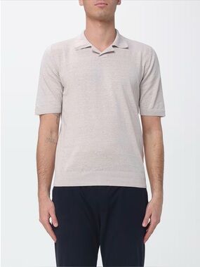 Eleventy Men's Short-Sleeve Polo in Light Grey